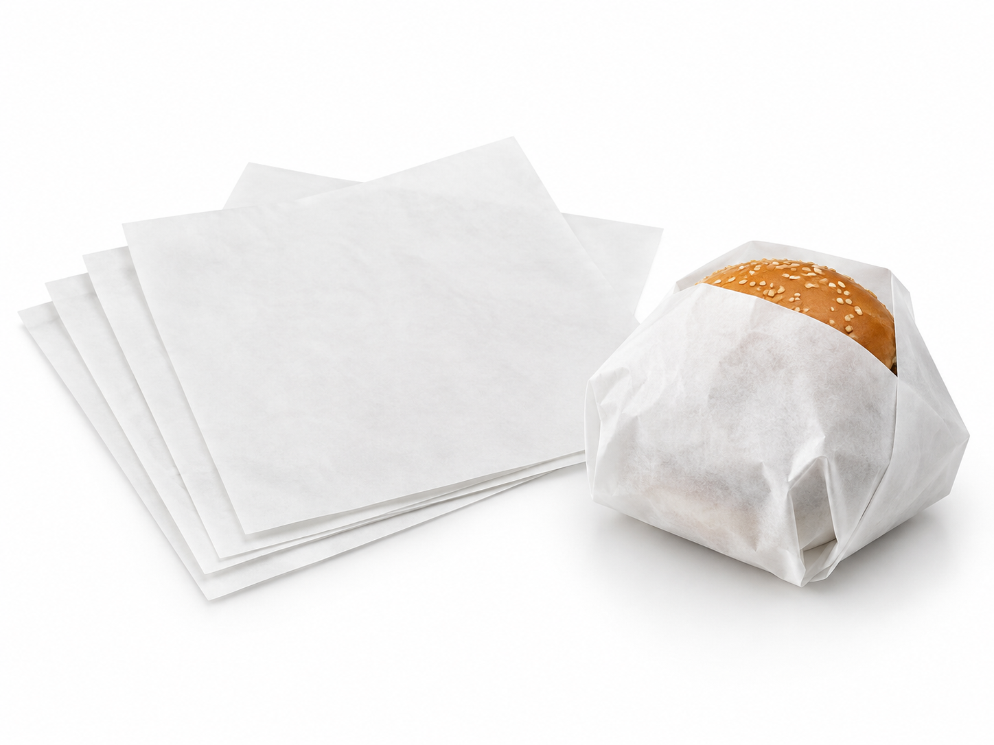 Plain, unbranded burger wrappers product illustration