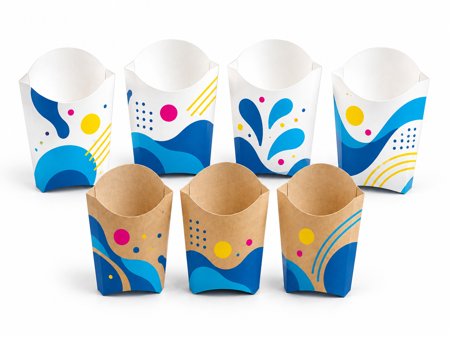 Fries scoops with illustrative Quick Printing brand colours